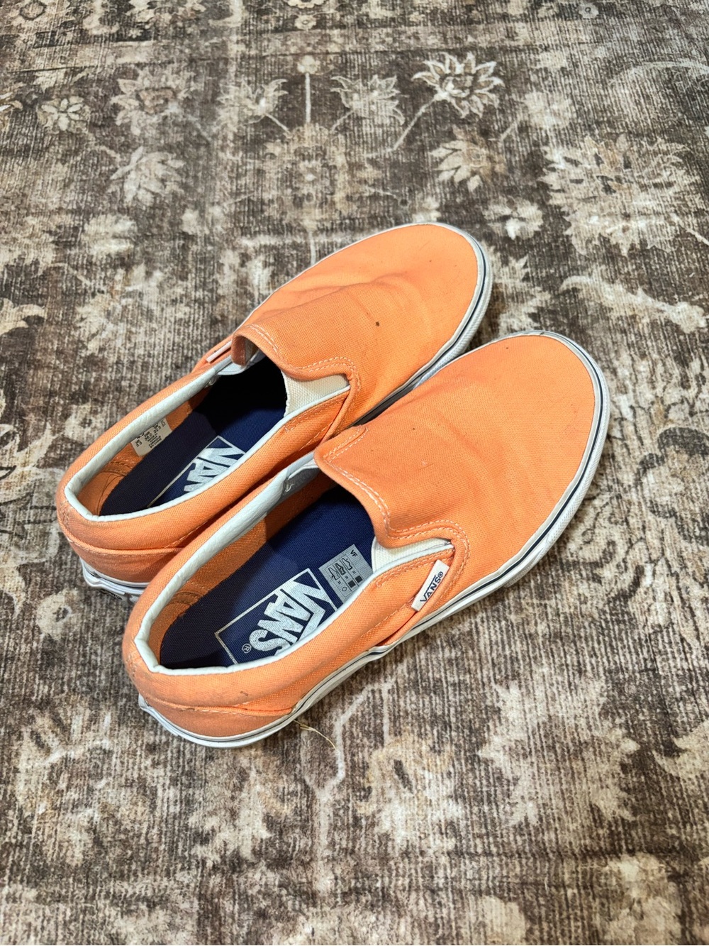 Vans Orange Canvas Slip-On Sneakers